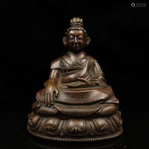 CHINESE BRONZE FIGURE OF TIBETAN GURU