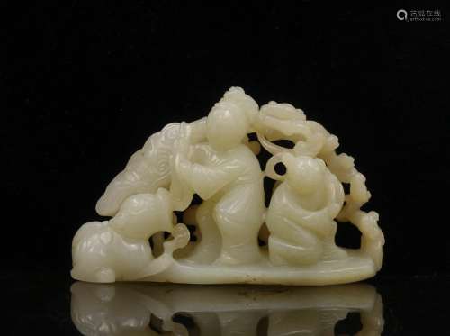 CHINESE WHITE JADE CARVED FIGURINES