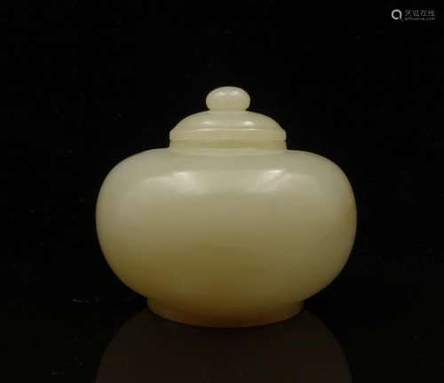 CHINESE JADE CARVED COVER JAR
