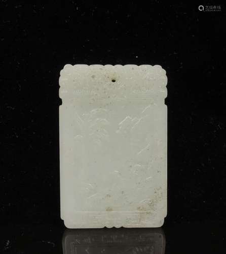 CHINESE WHITE JADE CARVED PLAQUE PENDANT