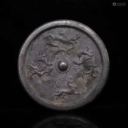 18-19TH CENTURY, A FOUR ANIMALS PATTERN MIRROR, LATE QING DYNASTY