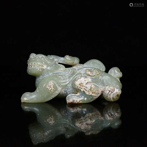 206BC-220AD, A BEAST DESIGN ANCIENT JADE ORNAMENT, HAN DYNASTY