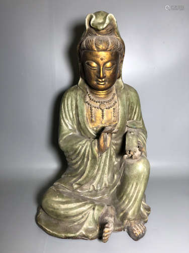 14TH-16TH CENTURY, A GILD LONGQUAN BUDDHA , MING DYNASTY