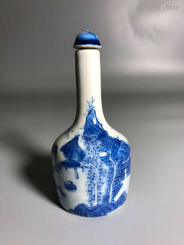 17-19TH CENTURY,A BLUE & WHITE SNUFF BOTTLE , QING DYNASTY
