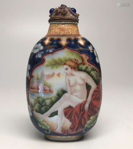 A BRONZE ENAMEL SNUFF BOTTLE