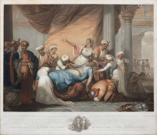 (4) Four prints by Anthony Cardon, after Henry Singleton (1766-1839), depicting the final events at the siege of Seringapatam, the death of Tipu Sultan, and the surrender of his sons London, A. Cardon & Messrs. Schiavonetti, October 1801 and August 1802