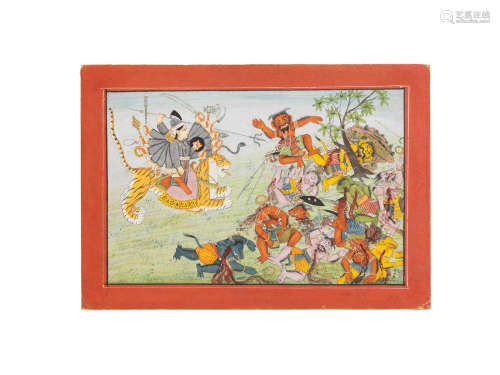 Devi defeating an army of demons Chamba or Guler, late 18th Century