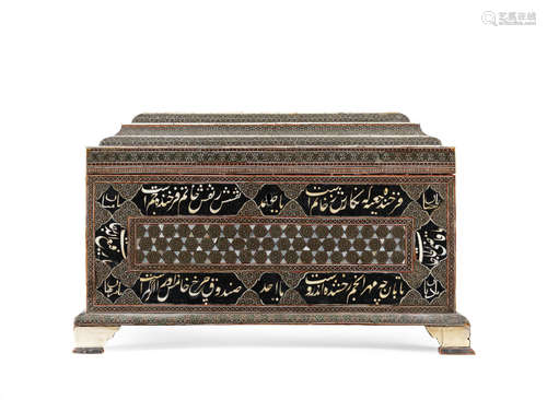 A fine qajar Katamkari box by Ali Shirazi Persia, dated Rabi I 1244/ September - October 1828 AD