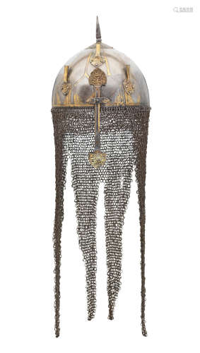 A gold damascened watered steel helmet (khula-khud) Persia, 18th Century