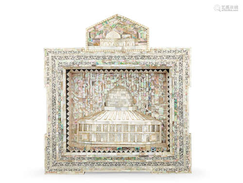 A mother of pearl diorama of the Dome of the Rock Jerusalem, circa 1900