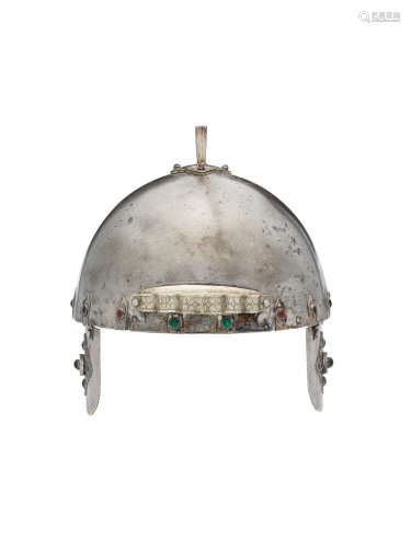 A silver mounted steel helmet  Bhutan, 19th Century