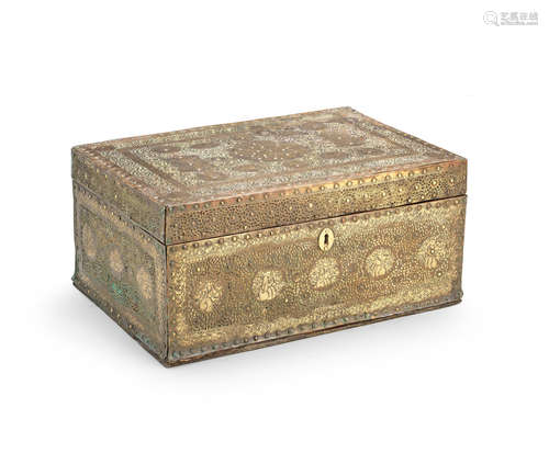 A Qajar openwork brass mounted wood box Persia, 19th Century