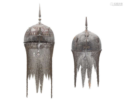 (2) Two Qajar steel helmets (khula-khuds) Persia, 19th Century
