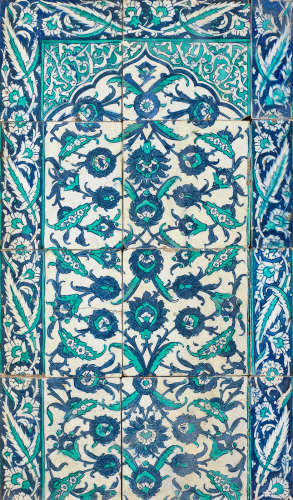An Iznik pottery Mihrab tile panel Turkey, 17th Century
