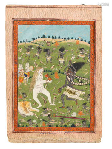 The Dance of Shiva and Kali Guler or Kangra, mid 19th Century