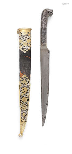 (2) A steel dagger (kard) with lion head pommel India, 18th/ 19th Century