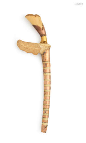 An ivory and gold mounted steel dagger (sewar) possibly for royal presentation Aceh, Sumatra, circa 1850