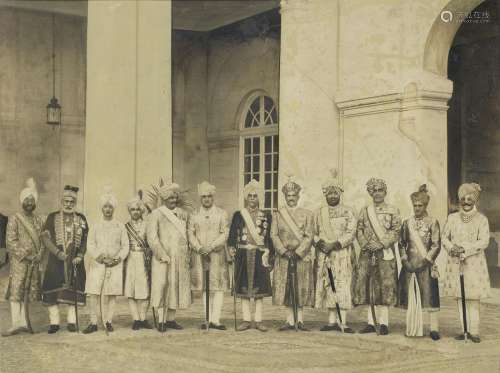 A group photograph of North Indian rulers, taken on the occasion of the Golden Jubilee of HH the Maharajah of Kapurthala, 30th November-4th December 1927 at Kapurthala