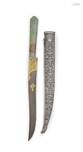 An Ottoman jade-hilted dagger (kard) Turkey, period of Sultan Abdülaziz (reg. 1861-76)