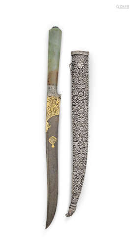 An Ottoman jade-hilted dagger (kard) Turkey, period of Sultan Abdülaziz (reg. 1861-76)