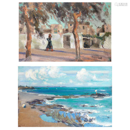 Village / Seascape (View of Alexandria) Mahmoud Said(Egypt, 1897-1964)