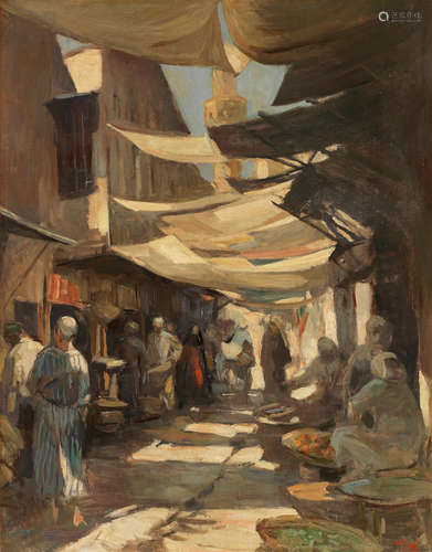 Market Scene Faeq Hassan(Iraq, 1914-1992)