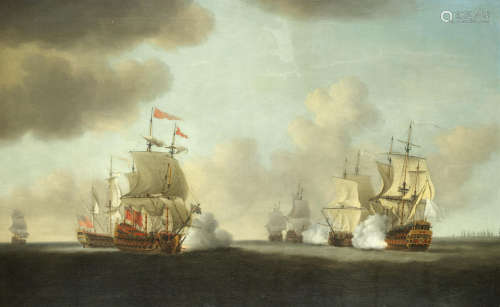 The Battle of Cap-Français, Forrest's Action with De Kersaint, 21st October 1757 Samuel Scott(London 1702-1772 Bath)