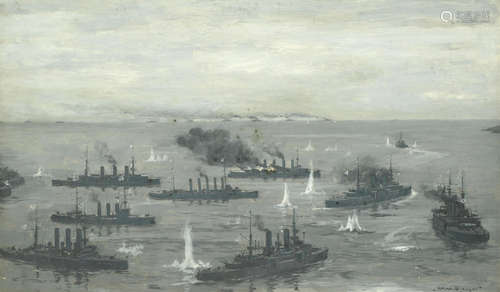 Fleet Action at Port Arthur, 9th February 1904 Norman Wilkinson(British, 1878-1971)