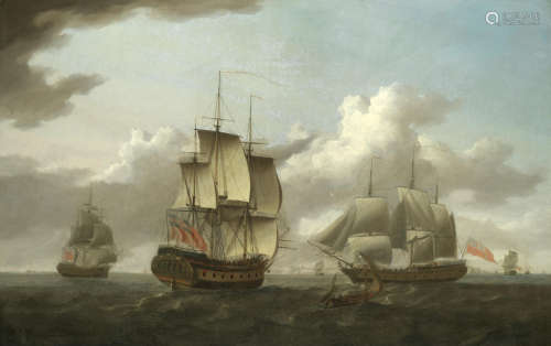The East Indiaman London in several positions off Dover Lieutenant Thomas Yates(British, died 1796)
