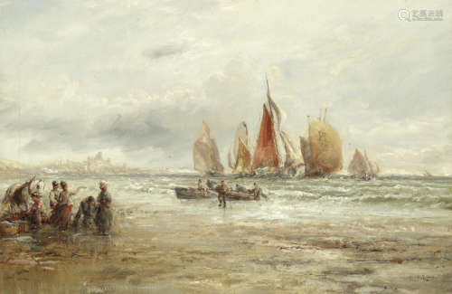 'On the Beach, Peel' William Edward Webb(British, 1862-1903)