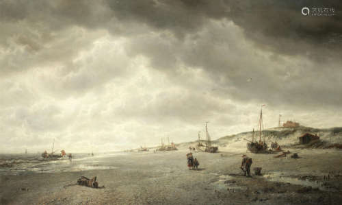 The beach at Nieuport on the Flemish coast François-Étienne Musin(Belgian, 1820-1888)