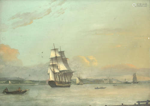 A British naval frigate on approach to Greenwich Circle of Francis Holman(British, 1729-1790)