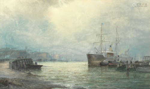A misty morning on the medway William Thornley(British, Active 1857-1898)