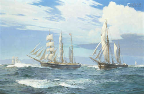 Sailing vessels in open water Mark Richard Myers(American, born 1945)