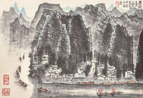 李可染 阳朔一景 纸本镜片