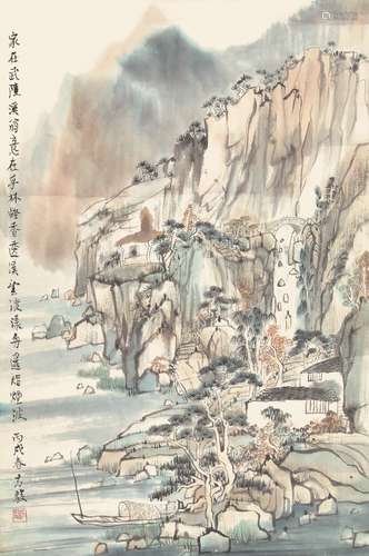 方骏 武陵一景 纸本镜片