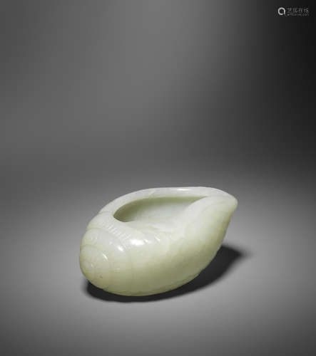 18th century  A very rare white jade 'conch shell' waterpot