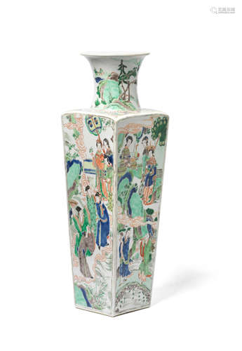 Kangxi A famille verte square baluster vase