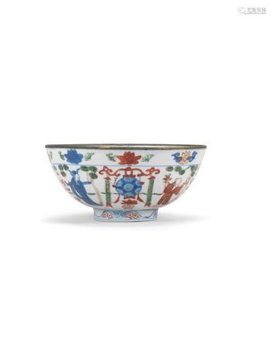 Wanli six-character mark and of the period A Wucai 'Immortals' bowl