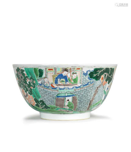 Kangxi A large famille verte 'Ruse of the Empty Fort' bowl