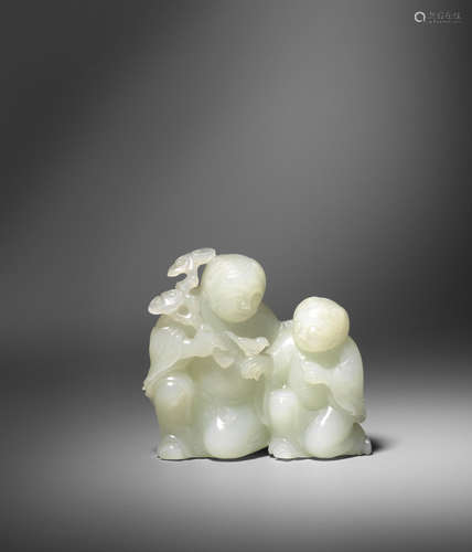 18th century A white jade carving of the Hehe Erxian