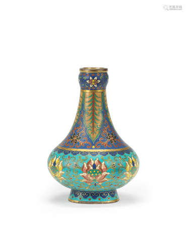 Yongzheng/Qianlong A rare cloisonné enamel pear-shaped vase