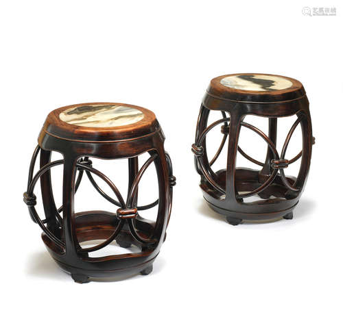 Late Qing Dynasty A pair of hongmu barrel stools