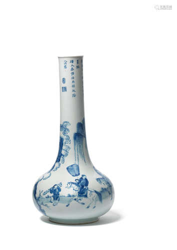 Chenghua six-character mark, Kangxi  A rare blue and white 'Romance of the Western Chamber' bottle vase