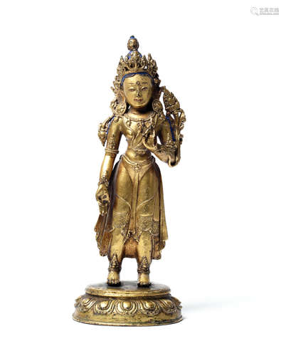 17th century A gilt-bronze standing figure of Tara