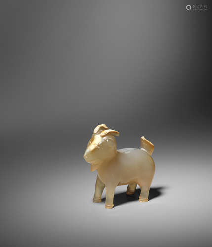 Mid-Qing Dynasty  A fine and rare agate carving of a goat