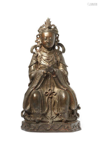 Ming Dynasty A bronze figure of the Goddess of the Morning Clouds, Bixia Yuanjun