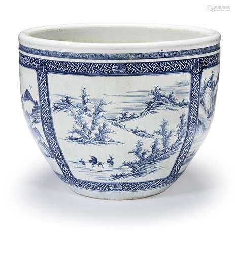 Late Kangxi/Yongzheng A massive blue and white fishbowl