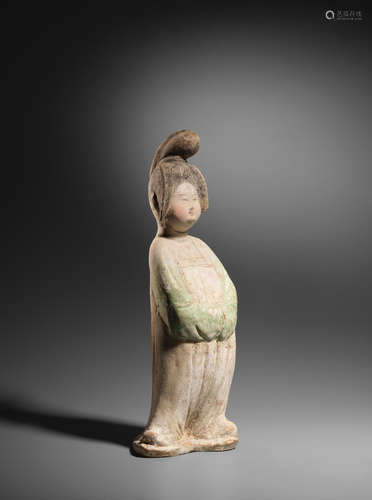 Tang Dynasty  A painted pottery figure of a court lady