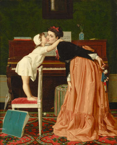 First a kiss 28 3/4 x 23 3/4in (73 x 60.4cm) Auguste de la Brely(French, 1838-1906)